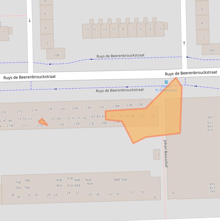 Kaart van postcodegebied 1067BN.