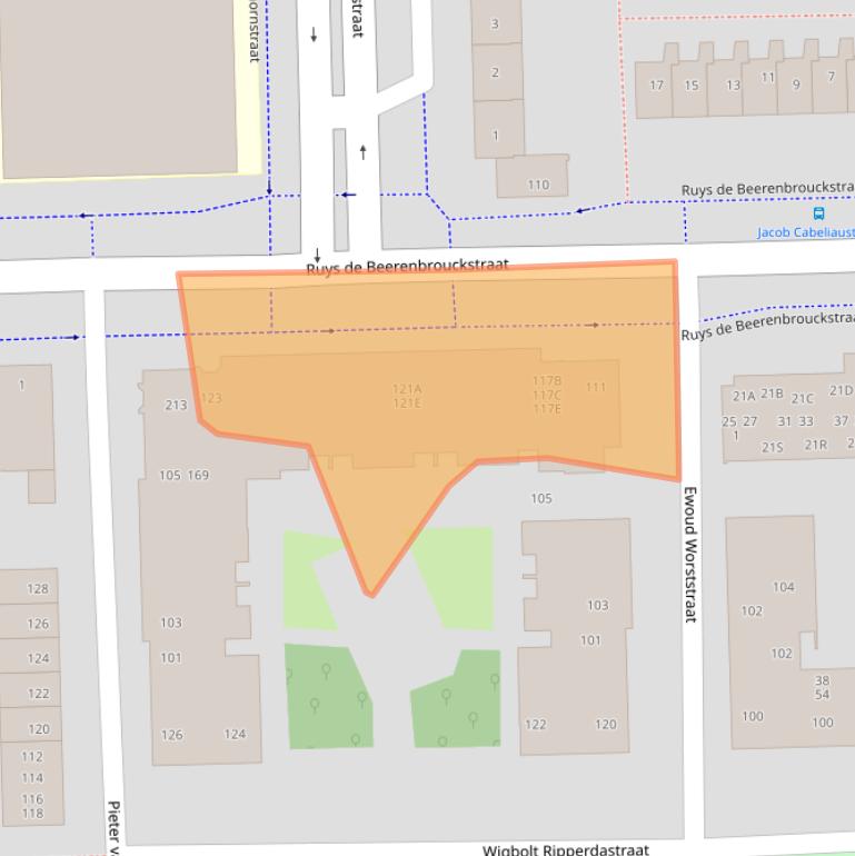 Kaart van postcodegebied 1067BP.