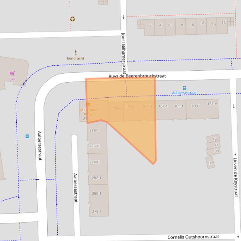 Kaart van postcodegebied 1067BX.
