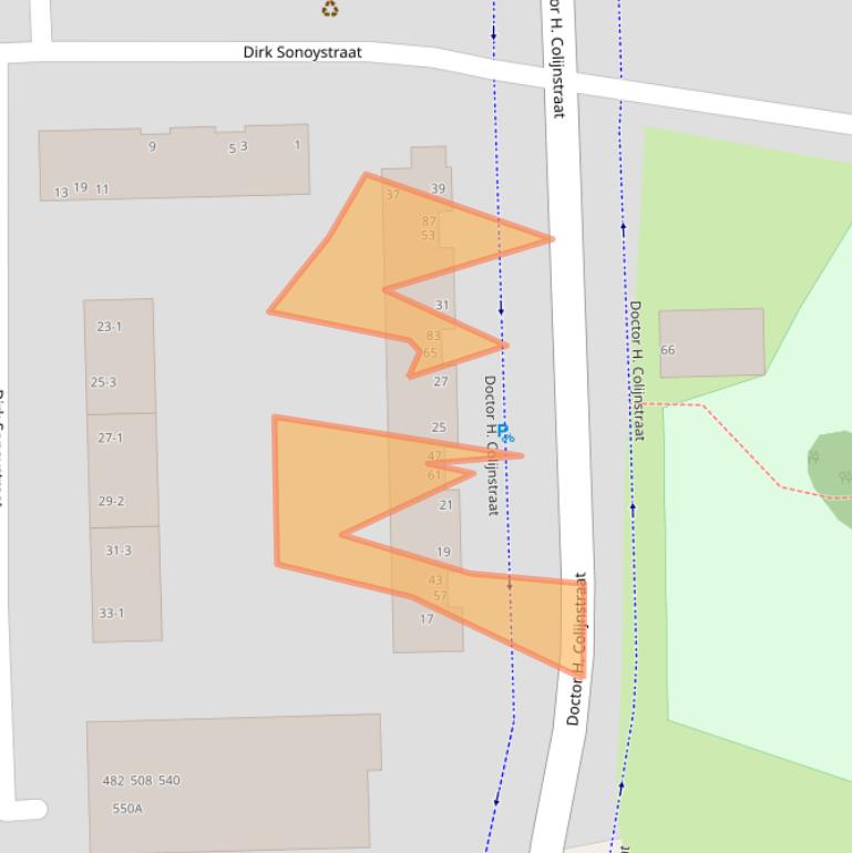 Kaart van postcodegebied 1067CB.