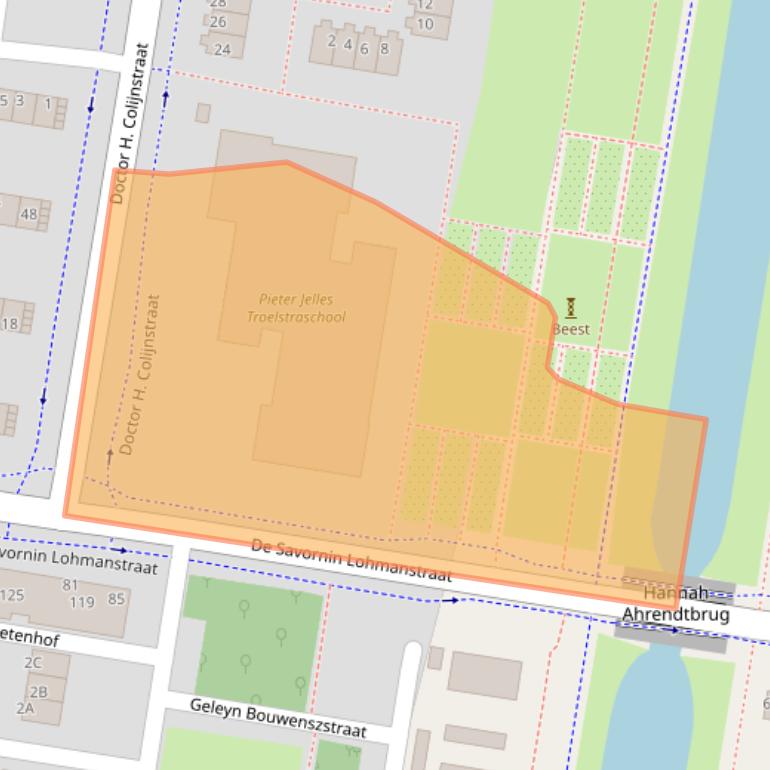 Kaart van postcodegebied 1067CG.