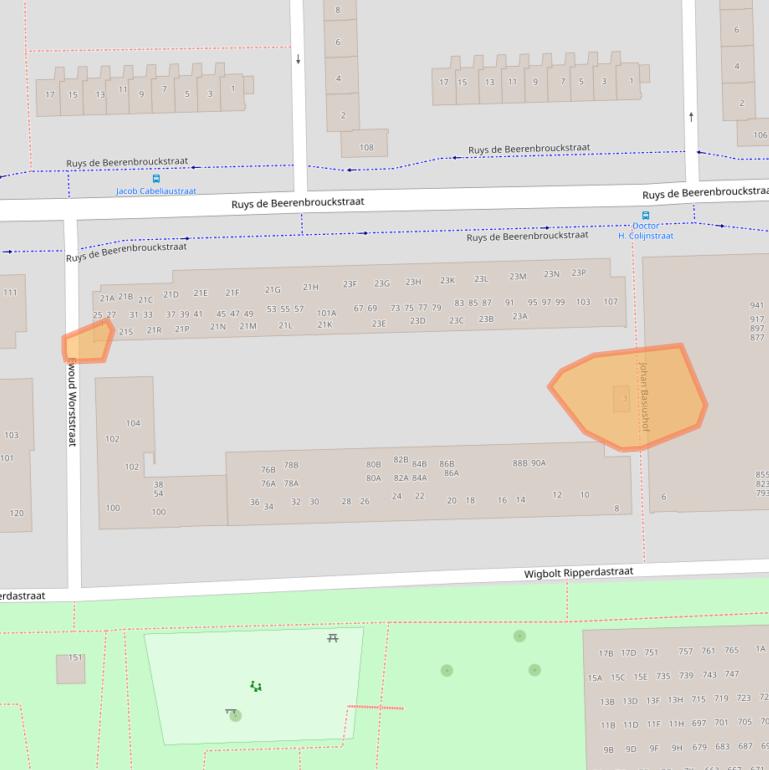 Kaart van postcodegebied 1067CS.