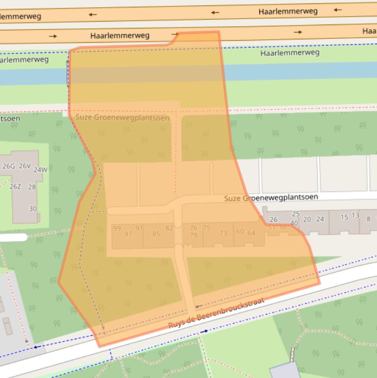 Kaart van postcodegebied 1067DC.