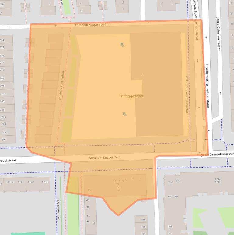 Kaart van postcodegebied 1067DE.