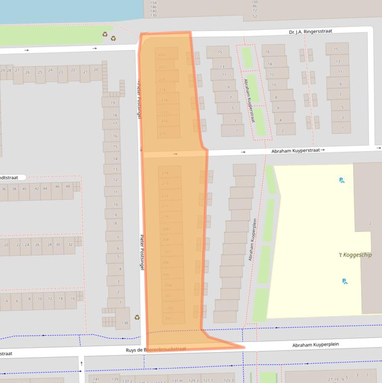 Kaart van postcodegebied 1067DJ.