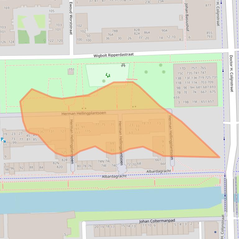 Kaart van postcodegebied 1067DW.