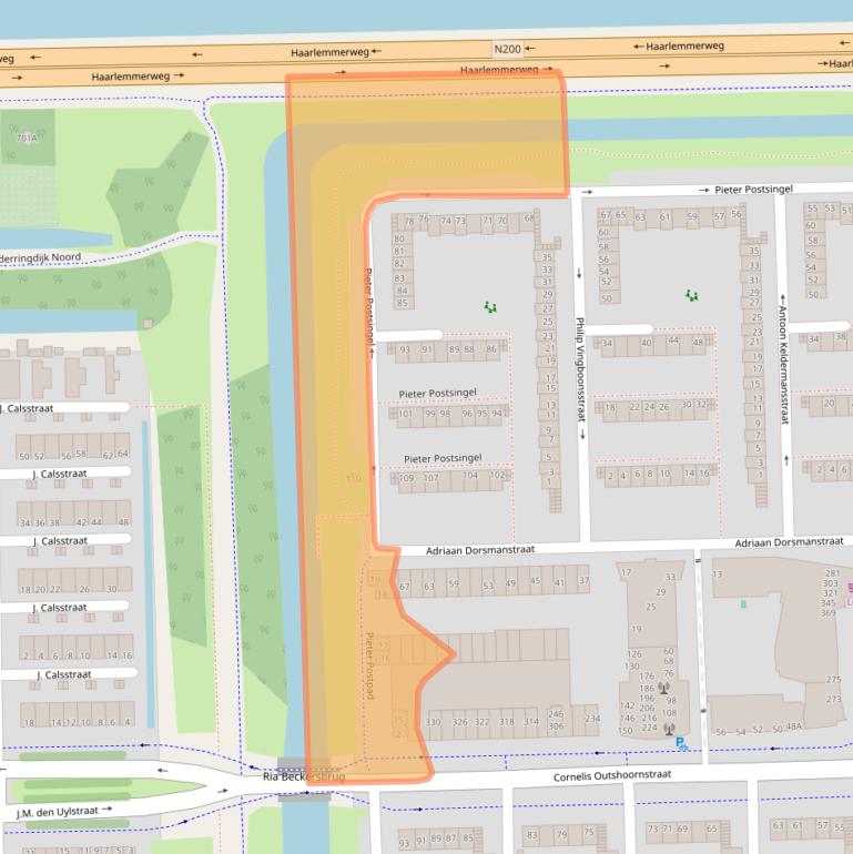 Kaart van postcodegebied 1067DX.