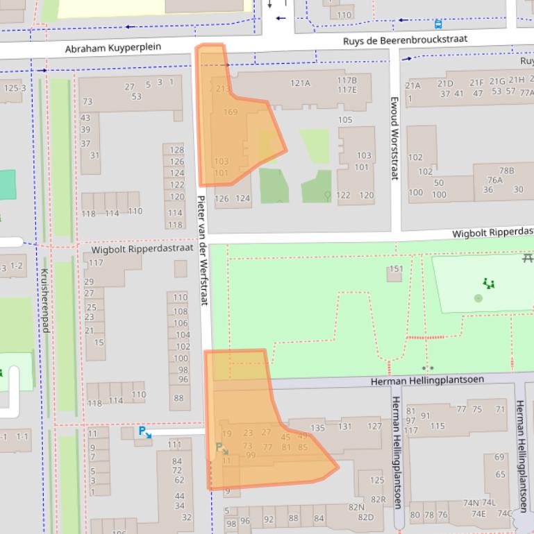 Kaart van postcodegebied 1067EM.