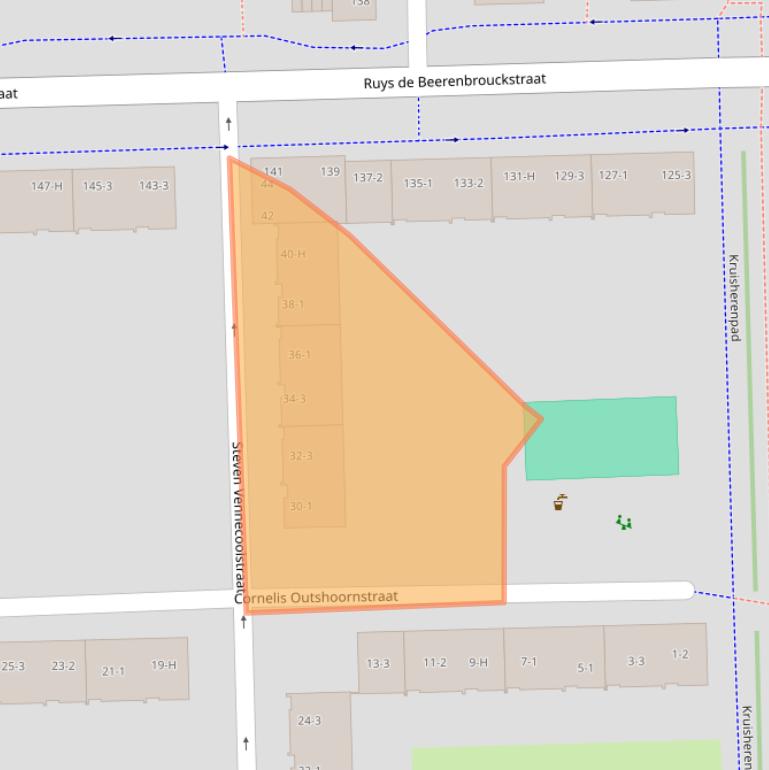 Kaart van postcodegebied 1067ET.