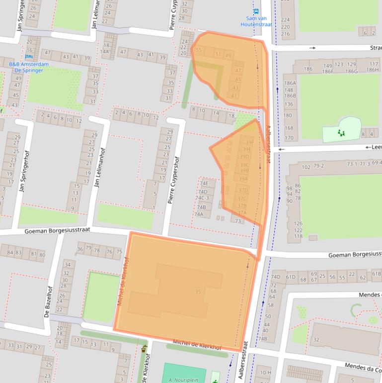 Kaart van postcodegebied 1067EZ.