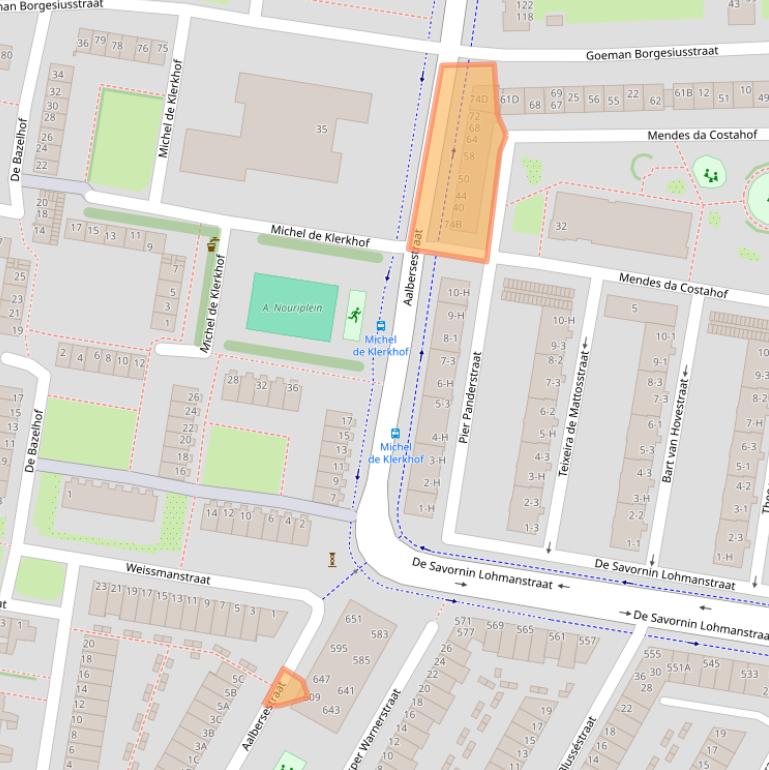 Kaart van postcodegebied 1067GE.