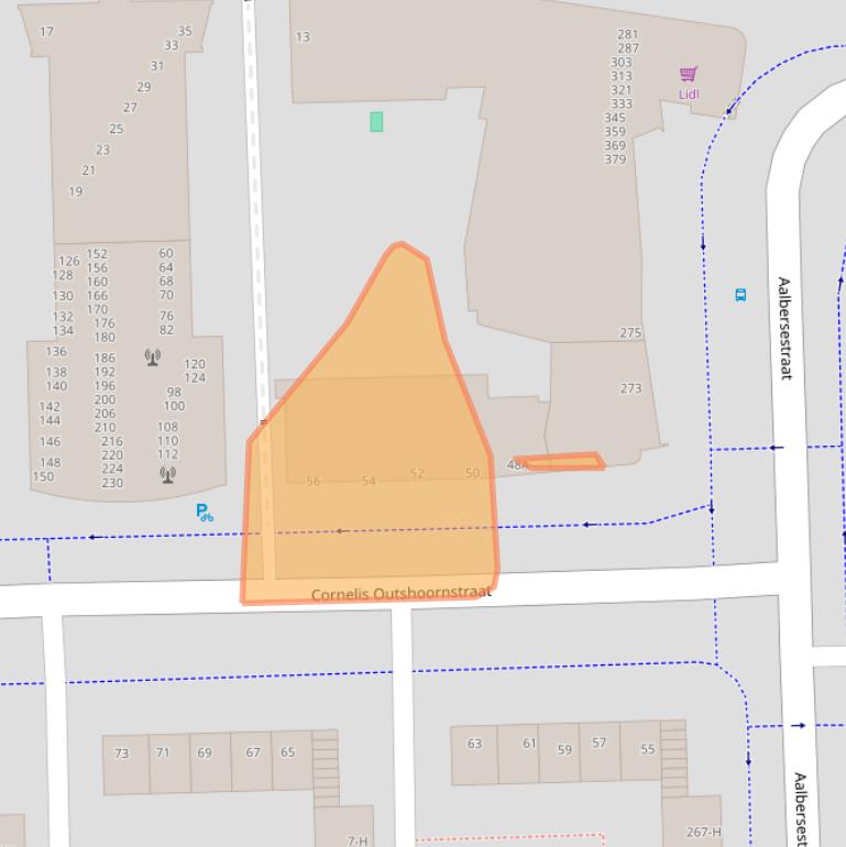 Kaart van postcodegebied 1067HD.