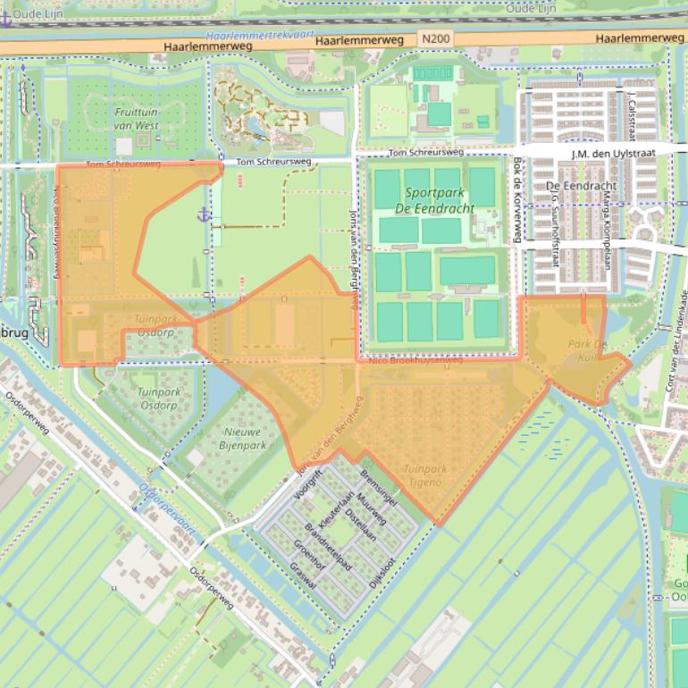 Kaart van postcodegebied 1067HT.