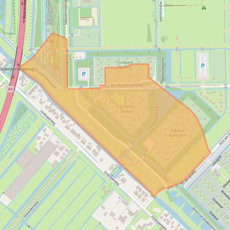Kaart van postcodegebied 1067HV.