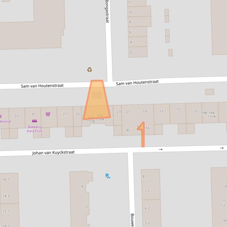 Kaart van postcodegebied 1067JC.