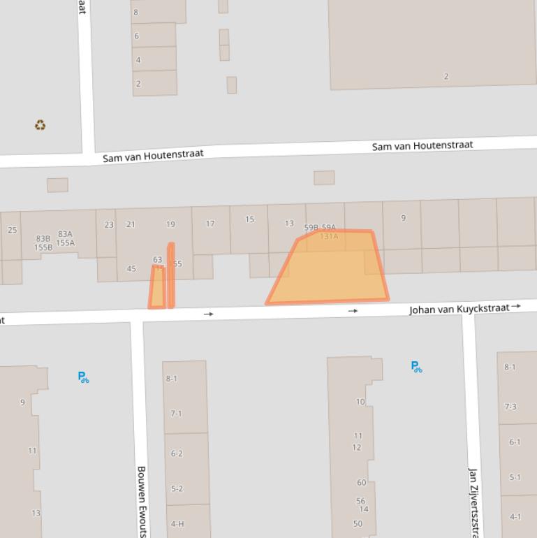 Kaart van postcodegebied 1067JD.