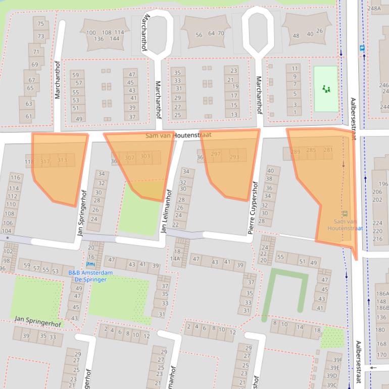 Kaart van postcodegebied 1067JL.