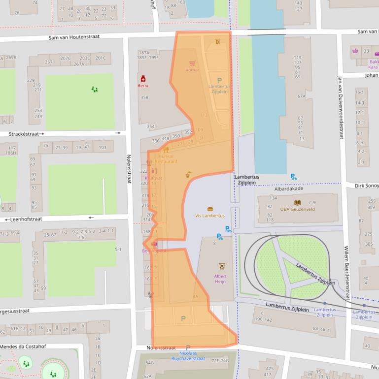 Kaart van postcodegebied 1067JR.