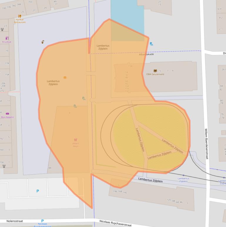 Kaart van postcodegebied 1067JS.