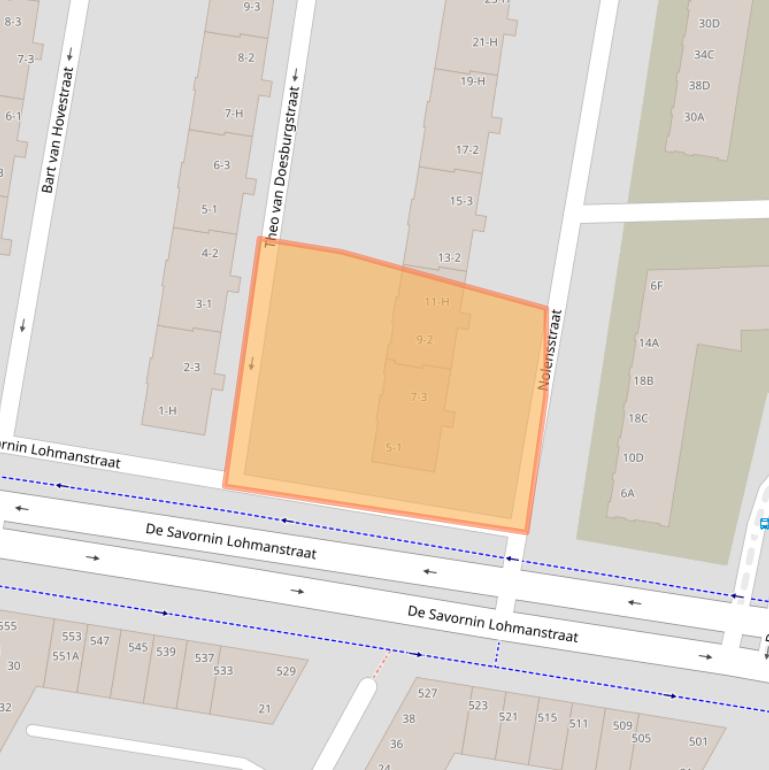 Kaart van postcodegebied 1067JT.