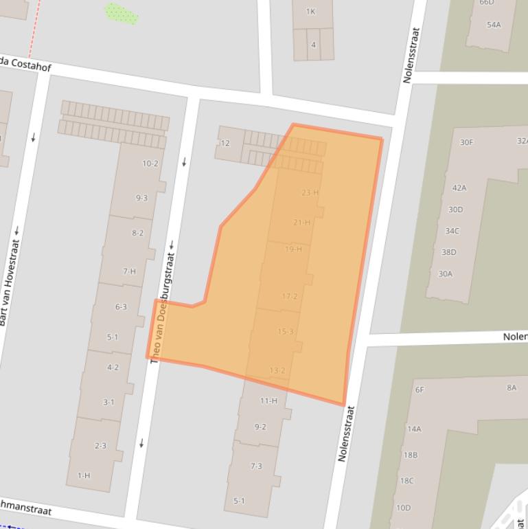 Kaart van postcodegebied 1067JV.