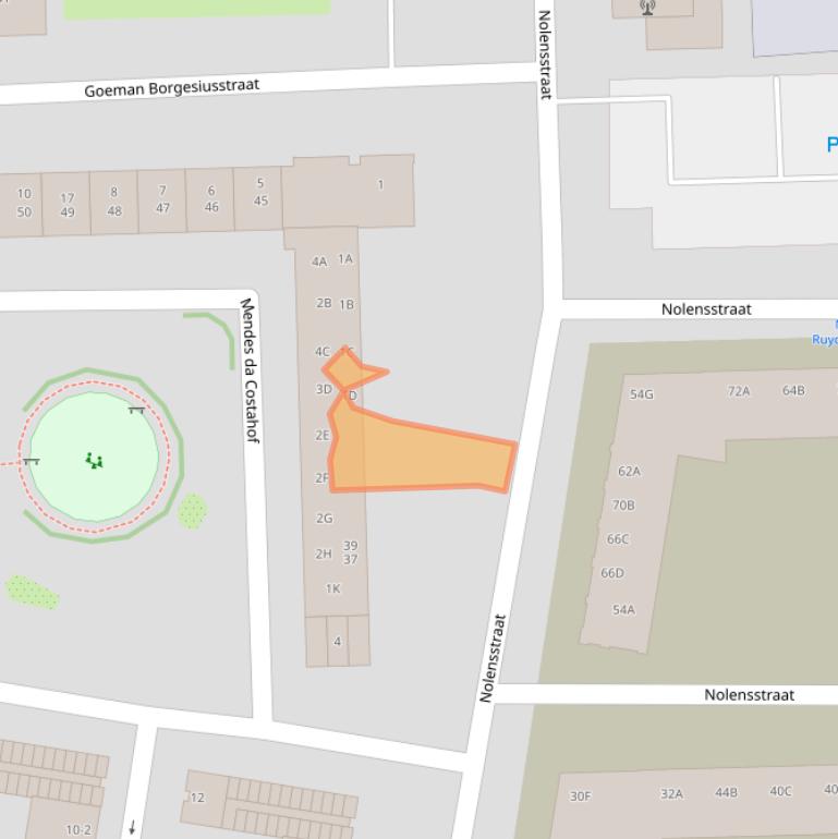 Kaart van postcodegebied 1067JX.