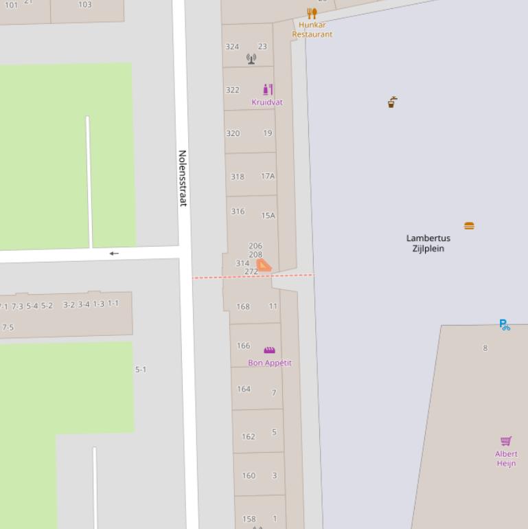 Kaart van postcodegebied 1067KM.