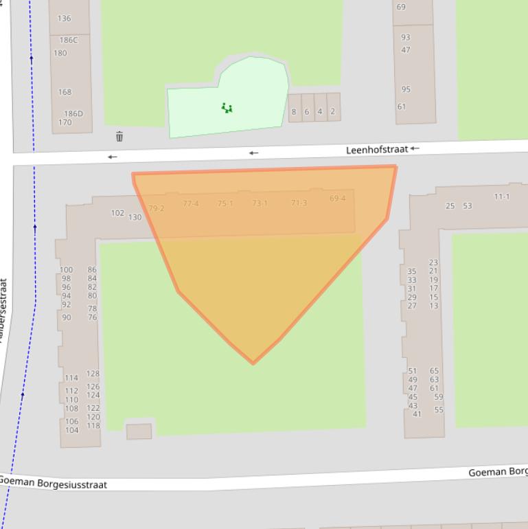 Kaart van postcodegebied 1067LA.