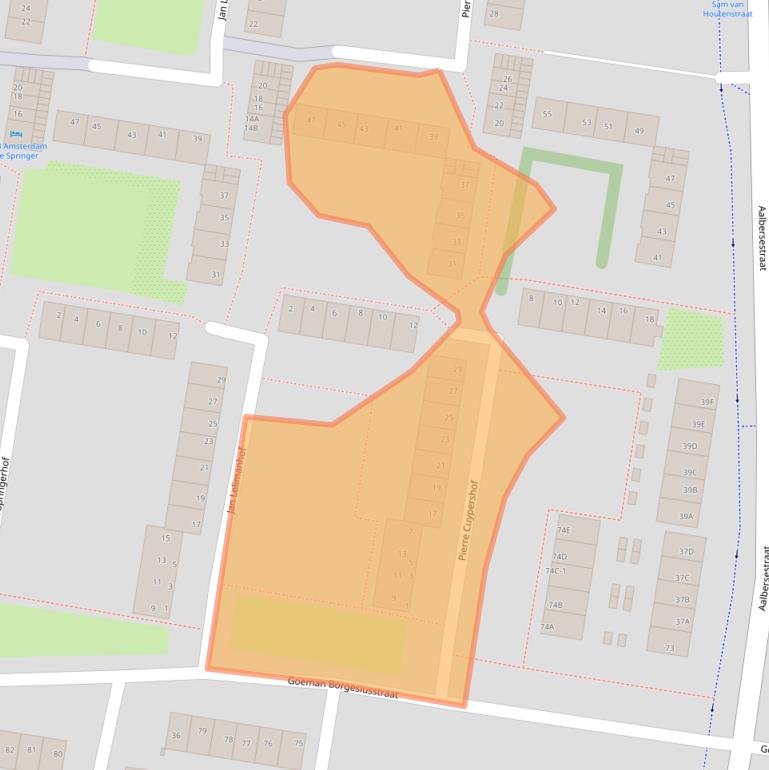 Kaart van postcodegebied 1067LB.