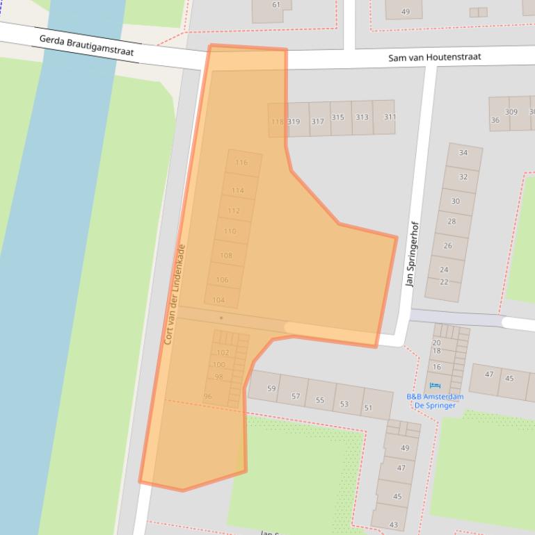 Kaart van postcodegebied 1067LM.