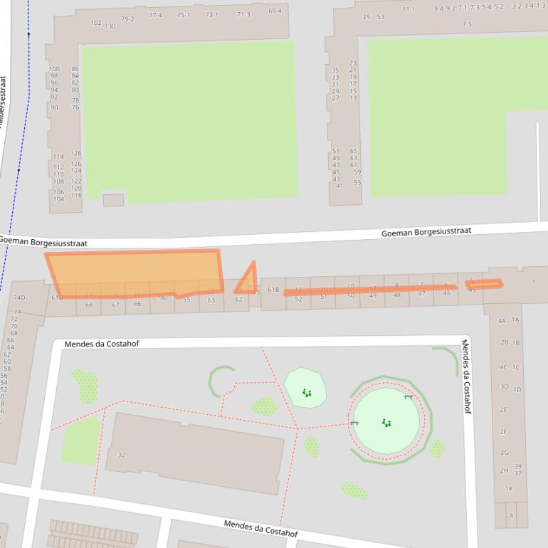 Kaart van postcodegebied 1067LP.