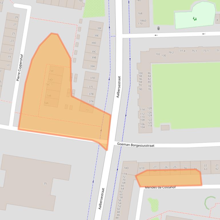 Kaart van postcodegebied 1067LT.