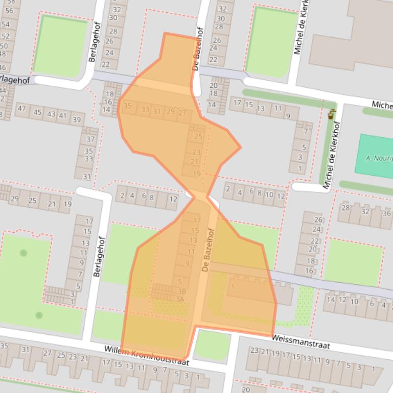 Kaart van postcodegebied 1067LX.