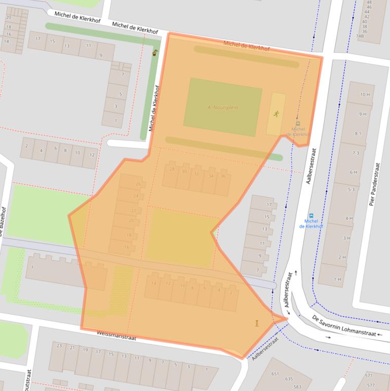 Kaart van postcodegebied 1067MB.