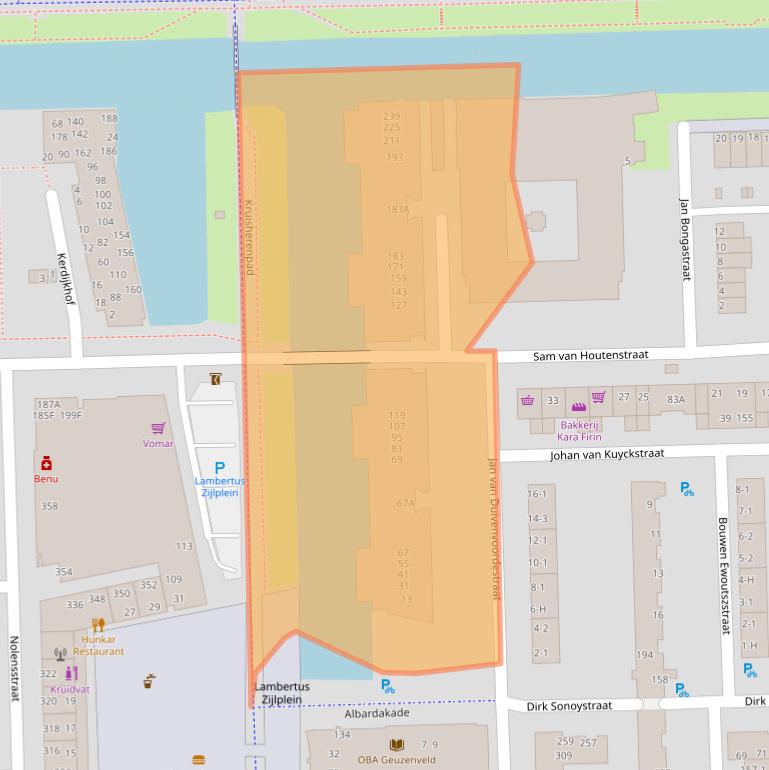 Kaart van postcodegebied 1067MT.