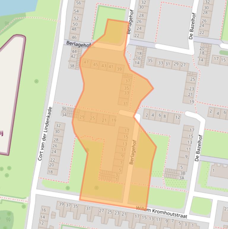 Kaart van postcodegebied 1067NA.