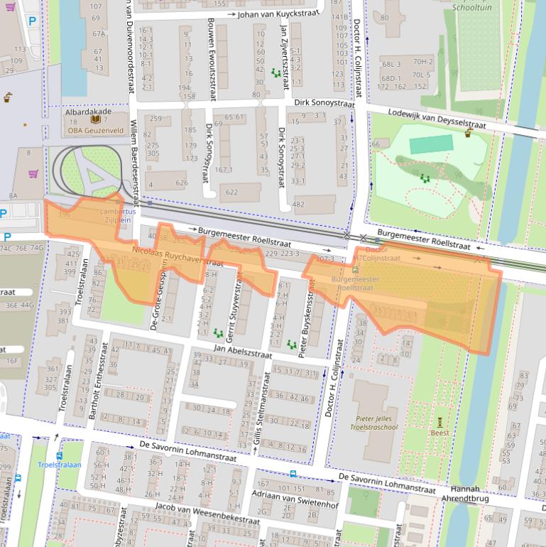 Kaart van postcodegebied 1067NH.