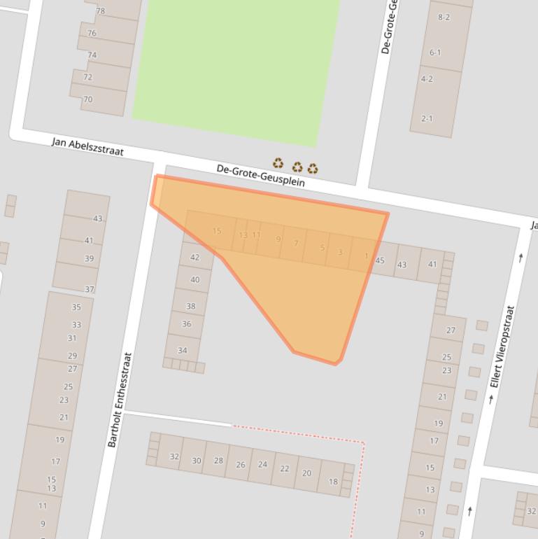 Kaart van postcodegebied 1067NJ.