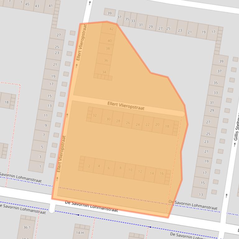 Kaart van postcodegebied 1067NS.