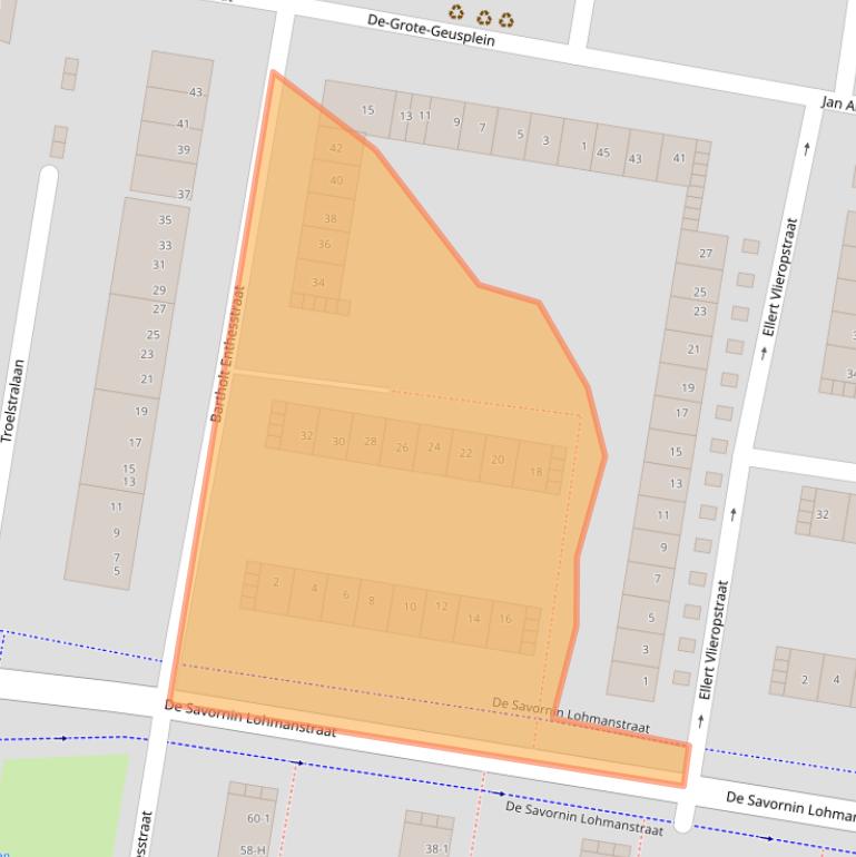 Kaart van postcodegebied 1067NV.
