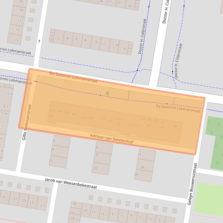 Kaart van postcodegebied 1067NW.