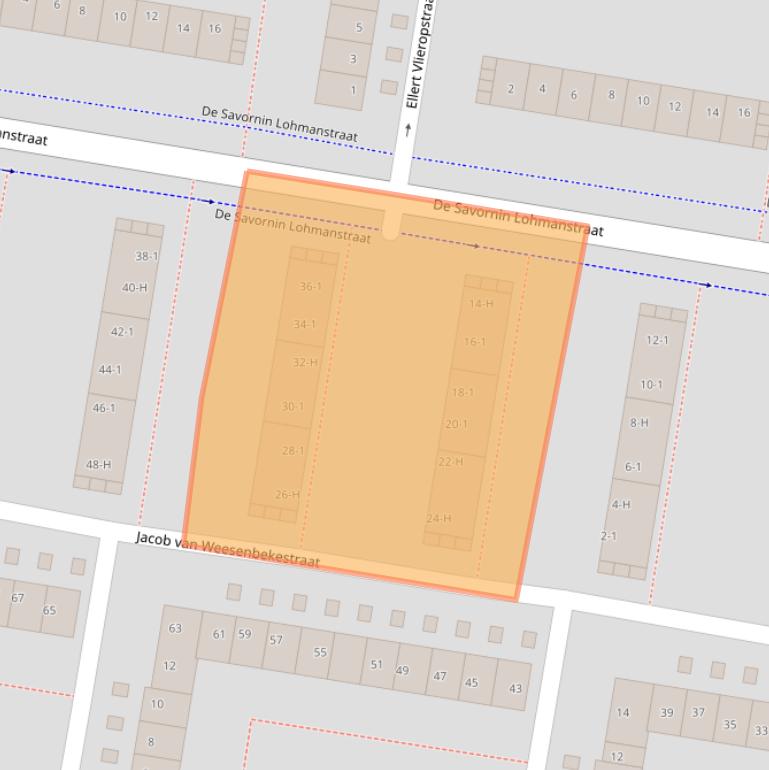Kaart van postcodegebied 1067PG.