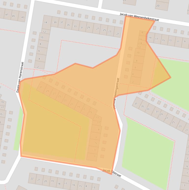 Kaart van postcodegebied 1067PK.