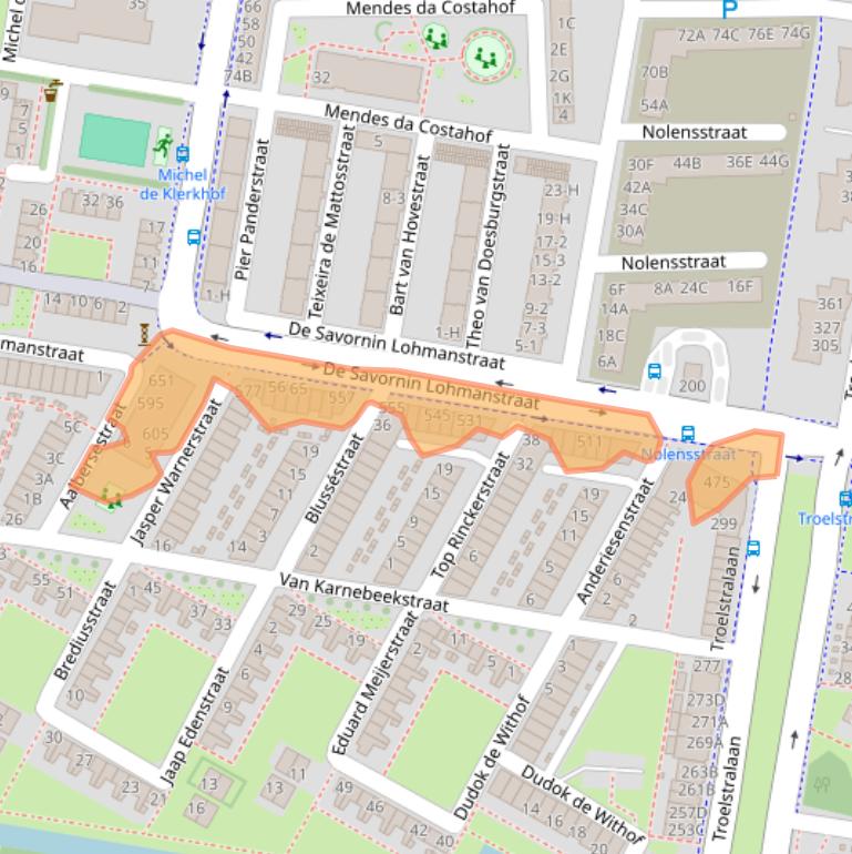Kaart van postcodegebied 1067PV.
