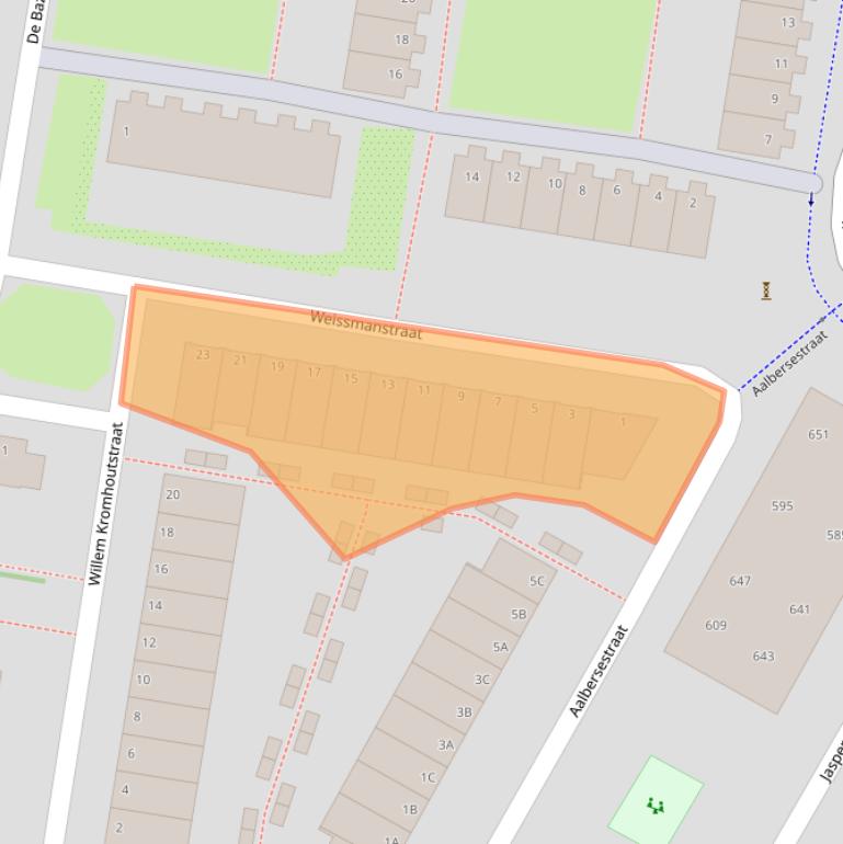 Kaart van postcodegebied 1067RB.