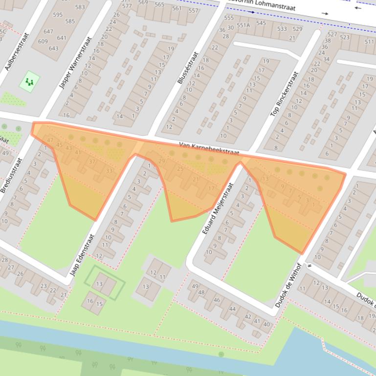 Kaart van postcodegebied 1067RG.