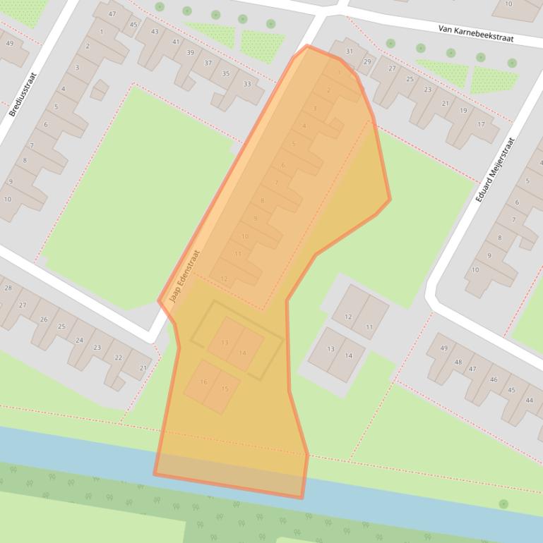 Kaart van postcodegebied 1067RX.