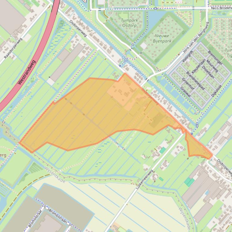 Kaart van postcodegebied 1067SV.