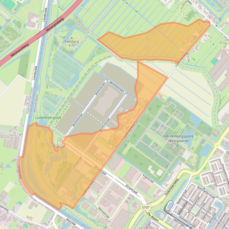 Kaart van postcodegebied 1067TH.