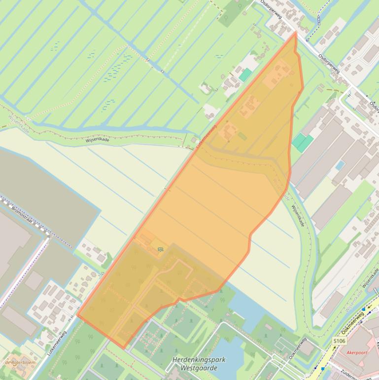 Kaart van postcodegebied 1067TJ.
